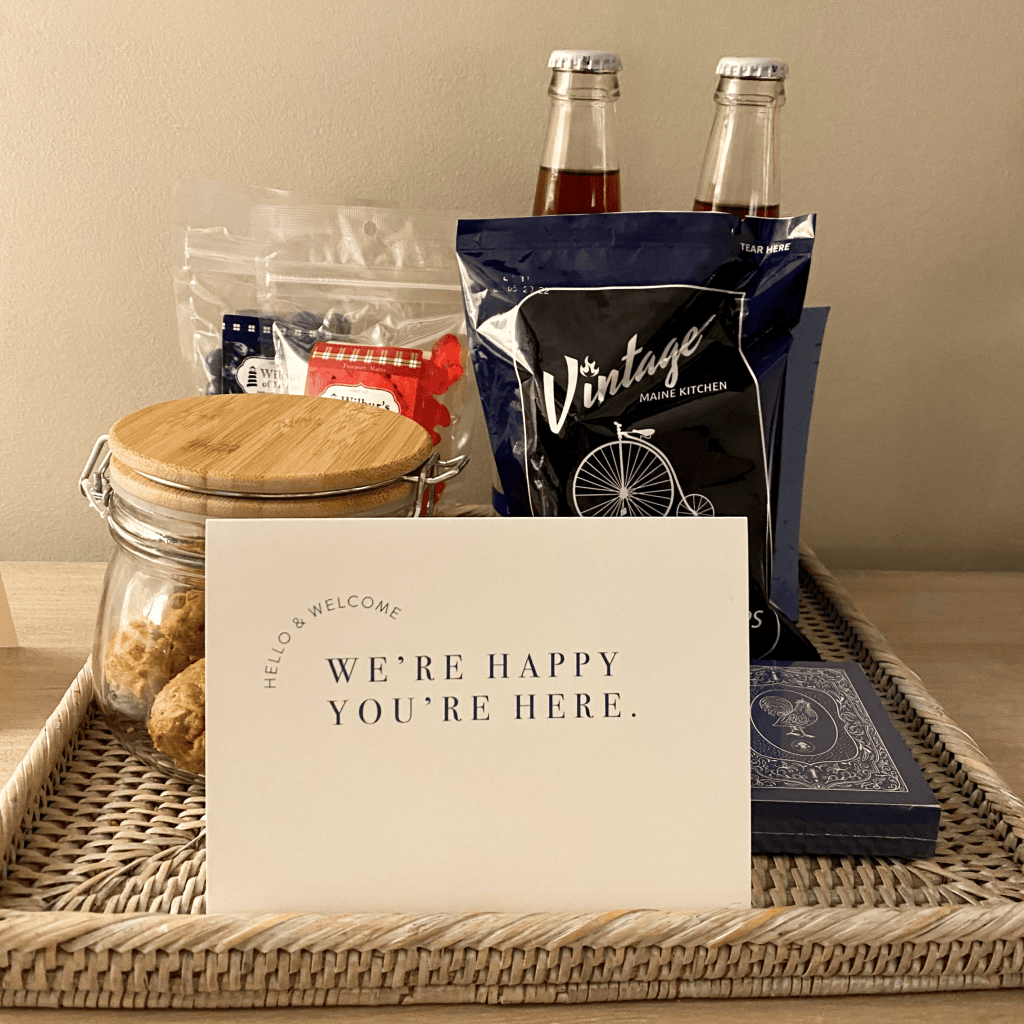 In-room welcome amenities at the White Barn Inn