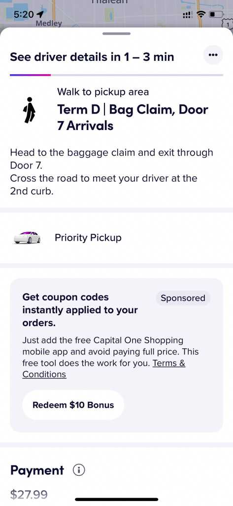 Lyft Miami Airport to Brickell